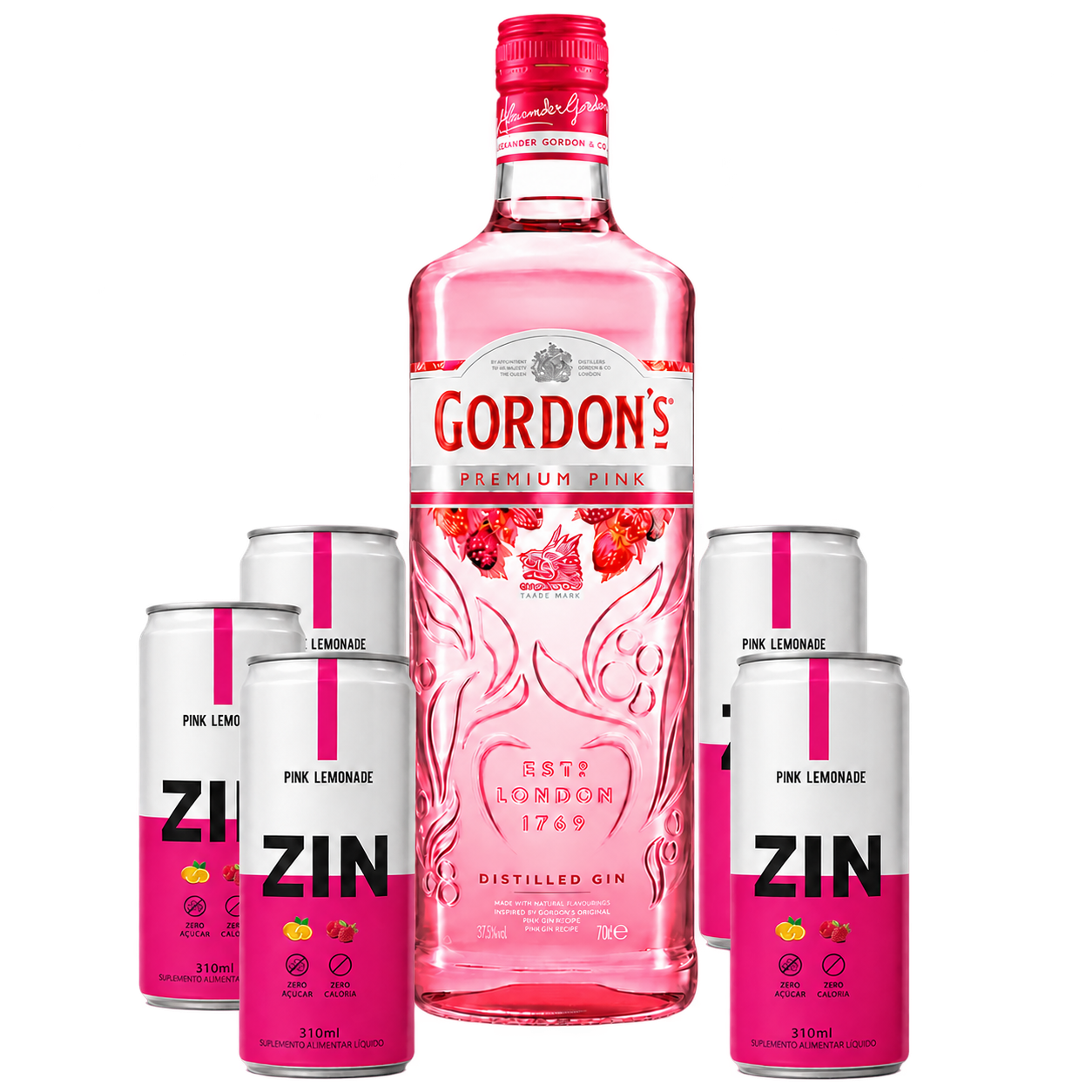 Gin Gordon´s Pink + 5 Zin Tônica Pink Limonade